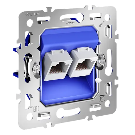 Механизм розетки компьютерной двойной RJ45+RJ45 кат.6, S70