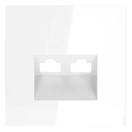 Накладка для розетки компьютерной двойной RJ45+RJ45 кат.6, S70 (белый глянцевый)