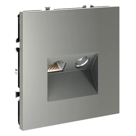 Розетка телевизионная встраиваемая VOLTUM S70 TV+RJ45 кат. 6, (сталь)