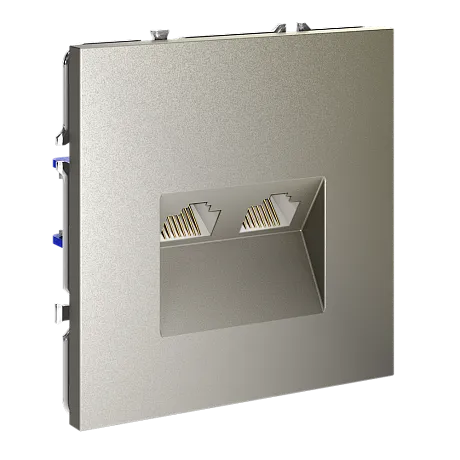Розетка компьютерная встраиваемая VOLTUM S70 двойная RJ45+RJ45 кат.6, (шелк)