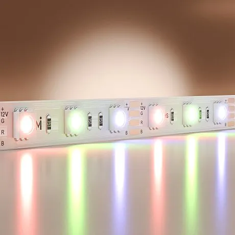 Светодиодная лента Базовая 12В 5050 14,4Вт/м Цветная (RGB) 5м IP 20 201195