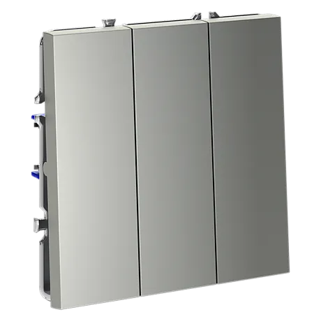 Выключатель встраиваемый VOLTUM S70 трехклавишный 10А, (сталь)