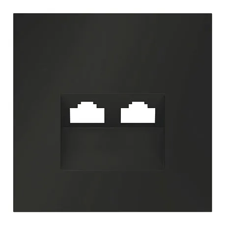 Накладка для розетки компьютерной двойной RJ45+RJ45 кат.6, S70 (черный матовый)