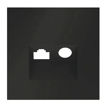 Накладка для розетки TV+RJ45 кат. 6, S70 (черный матовый)