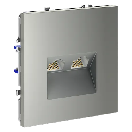 Розетка компьютерная встраиваемая VOLTUM S70 двойная RJ45+RJ45 кат.6, (сталь)