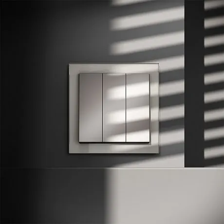 Выключатель встраиваемый VOLTUM S70 трехклавишный 10А, (кашемир)