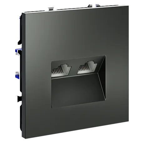 Розетка компьютерная встраиваемая VOLTUM S70 двойная RJ45+RJ45 кат.6, (титан)
