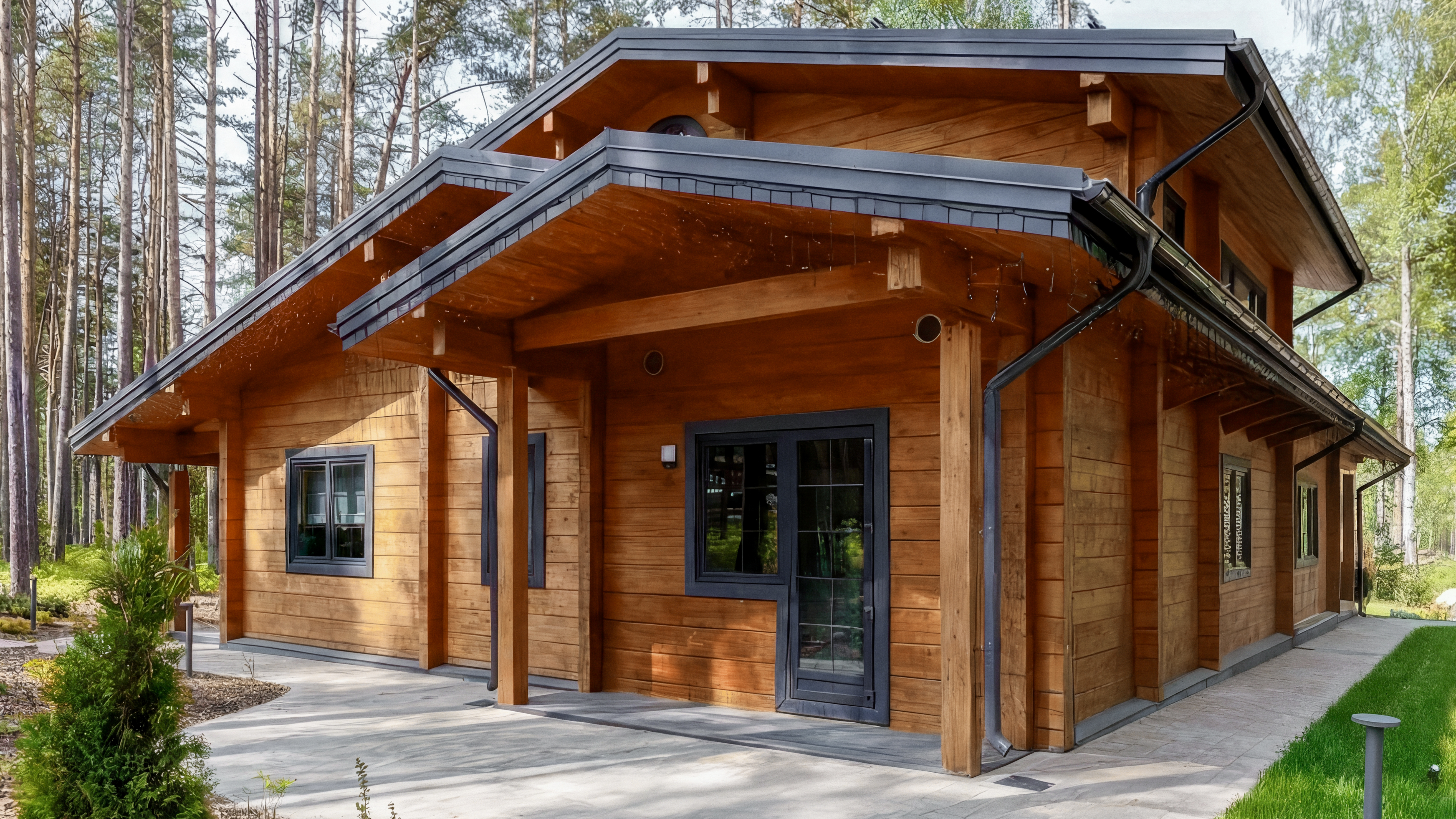 250 квадратов в сосновом бору: двухэтажный дом из бруса