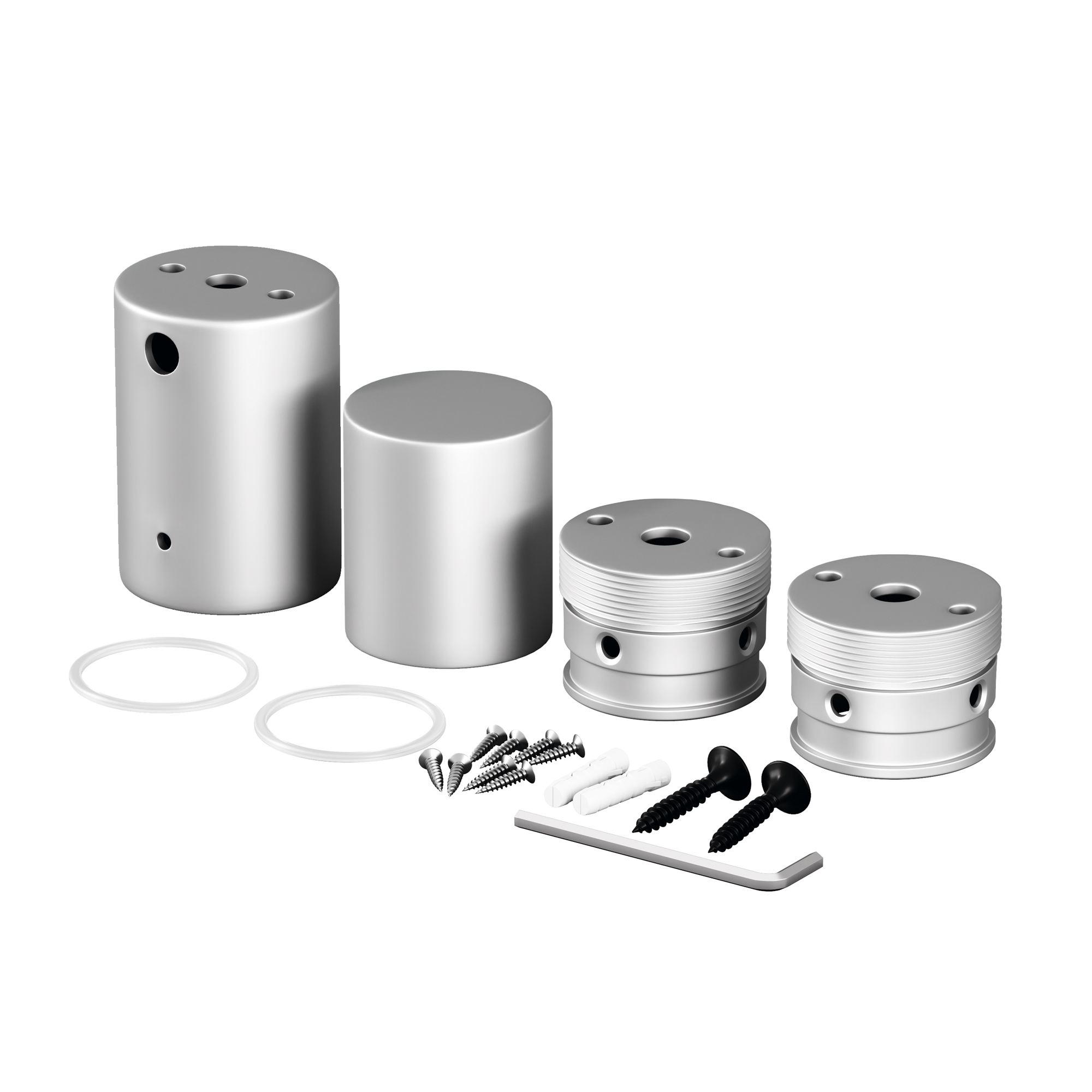 Набор для вертикального накладного монтажа круглого неона 360° D25 серебро