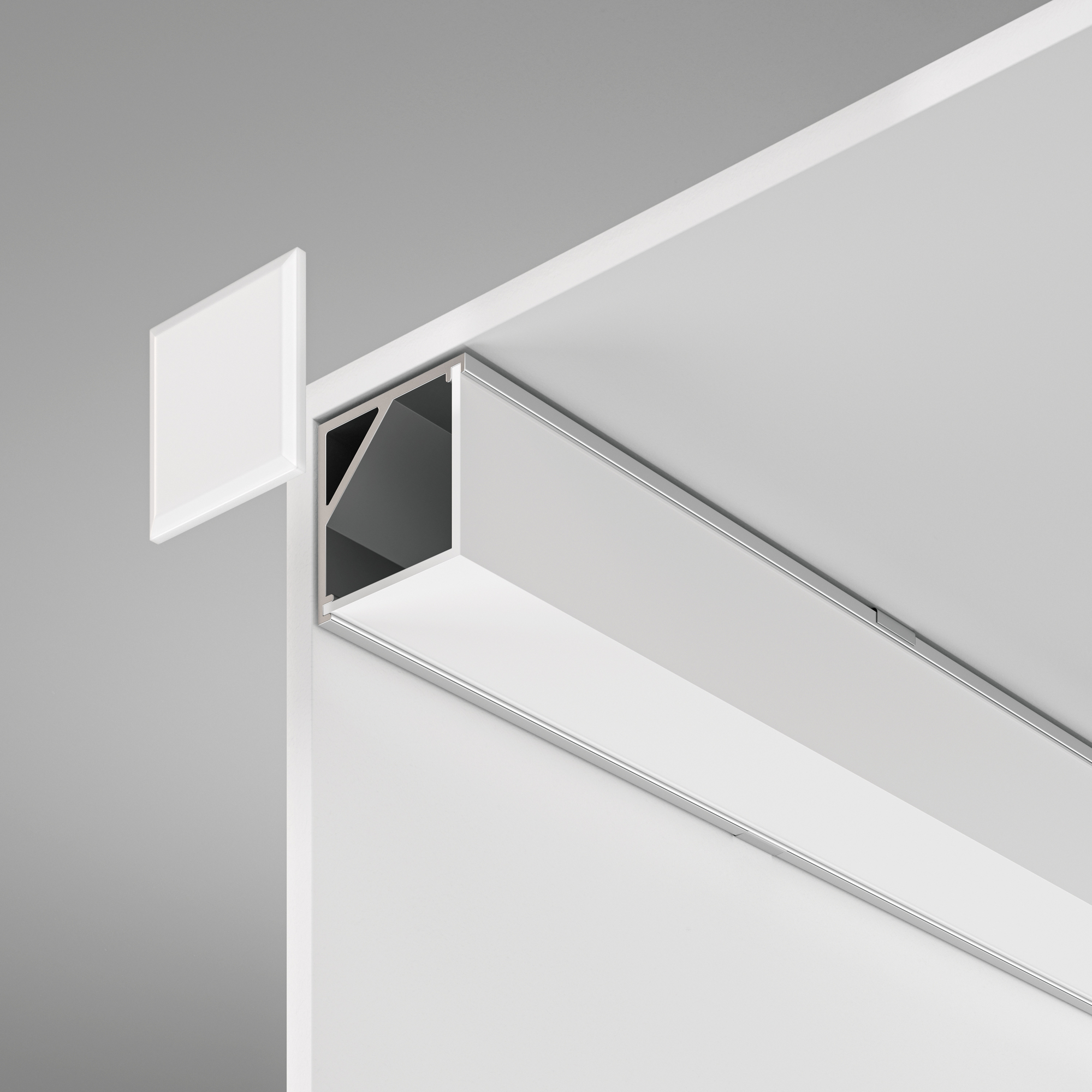 Алюминиевый профиль  накладной угловой  16x16 (Серебро, 2 м), ALM009S-2M