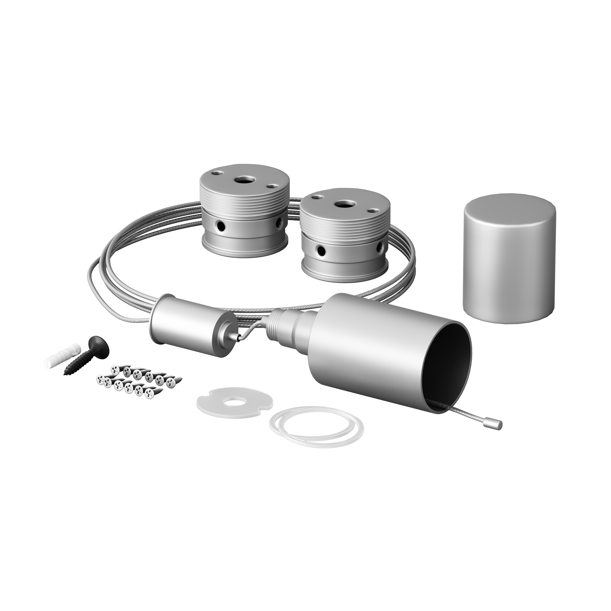 Набор для вертикального подвесного монтажа круглого неона 360° D18 серебро