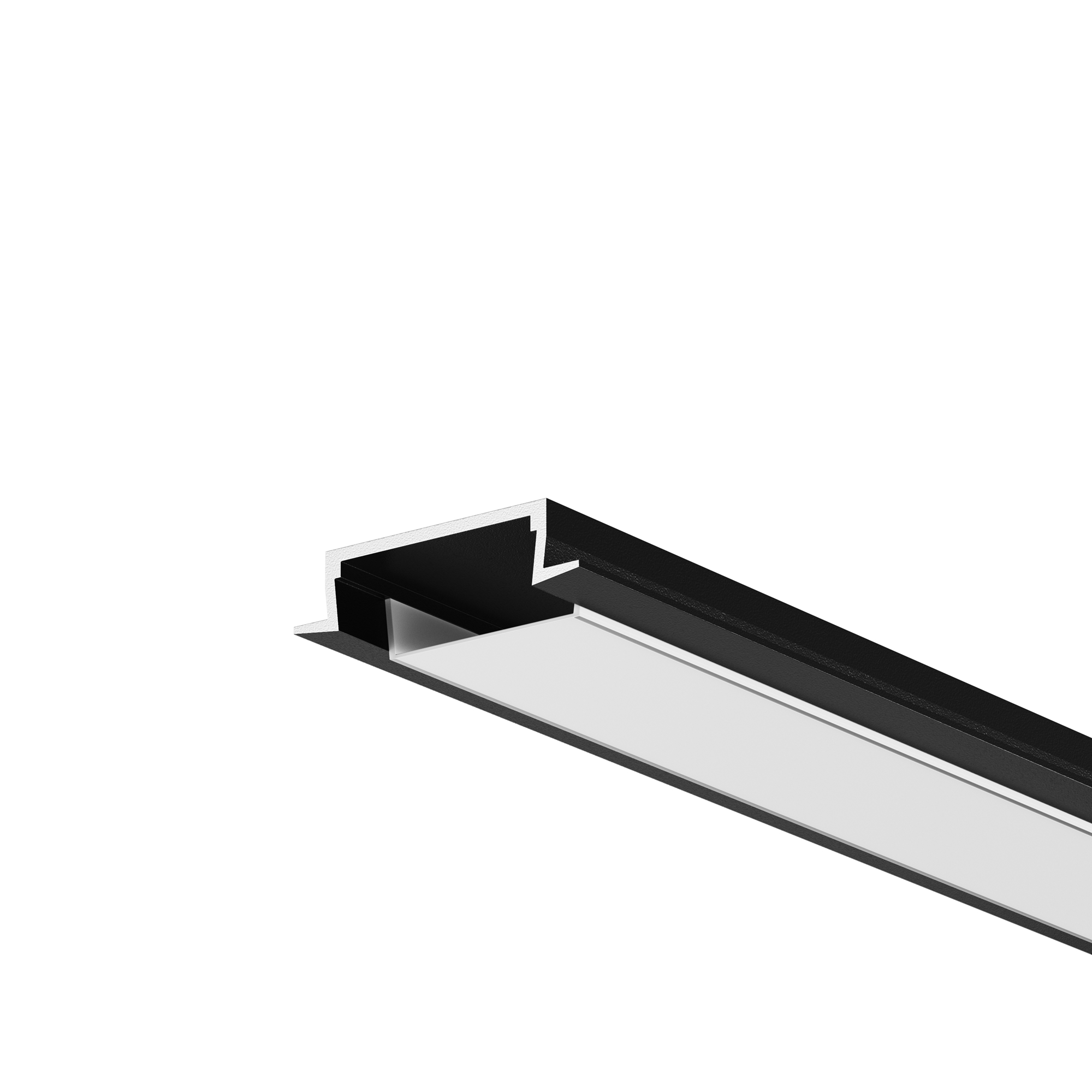 Алюминиевый профиль встраиваемый с накладным фланцем 22x6 (Черный, 2 м), ALM-004-B-2M 632010