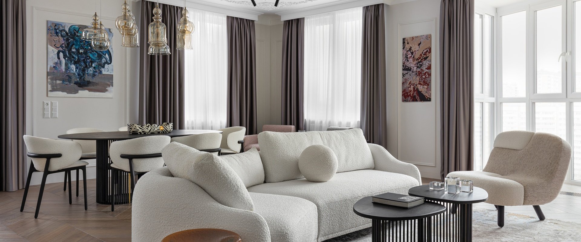 Современная квартира с видом на Москву-реку для яркой девушки