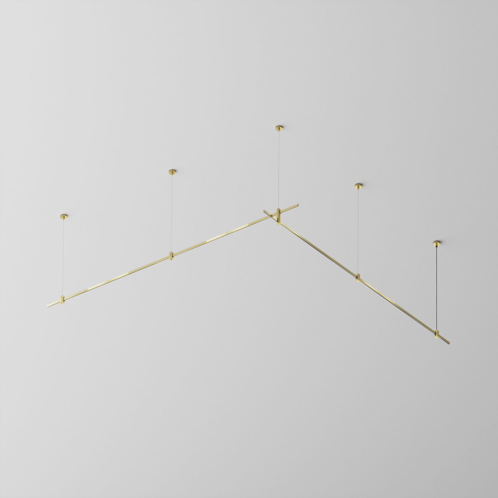 Готовая конструкция прямая двухуровневая на тросовых подвесах Hang без светильников и блока питания, латунь