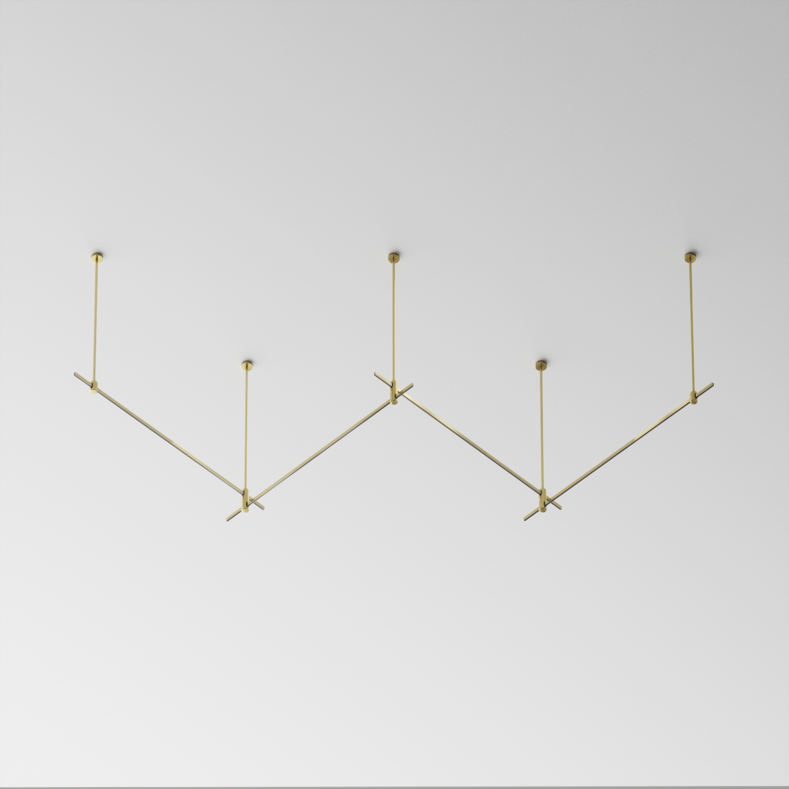 Готовая конструкция прямая 4м двухуровневая на жестких подвесах Long H804 мм без светильников и блока питания, латунь