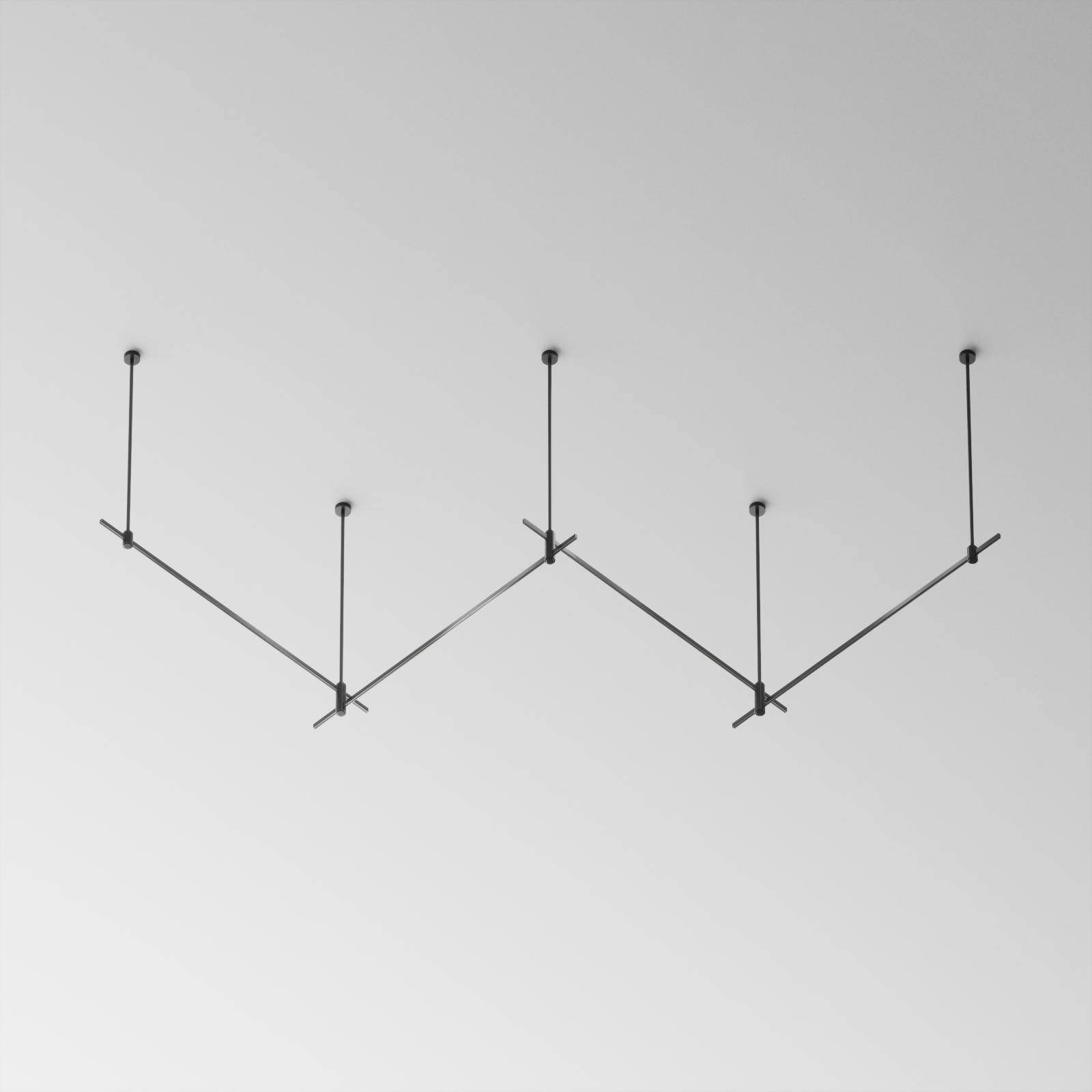 Готовая конструкция прямая 4м двухуровневая на жестких подвесах Long H804 мм без светильников и блока питания, черный