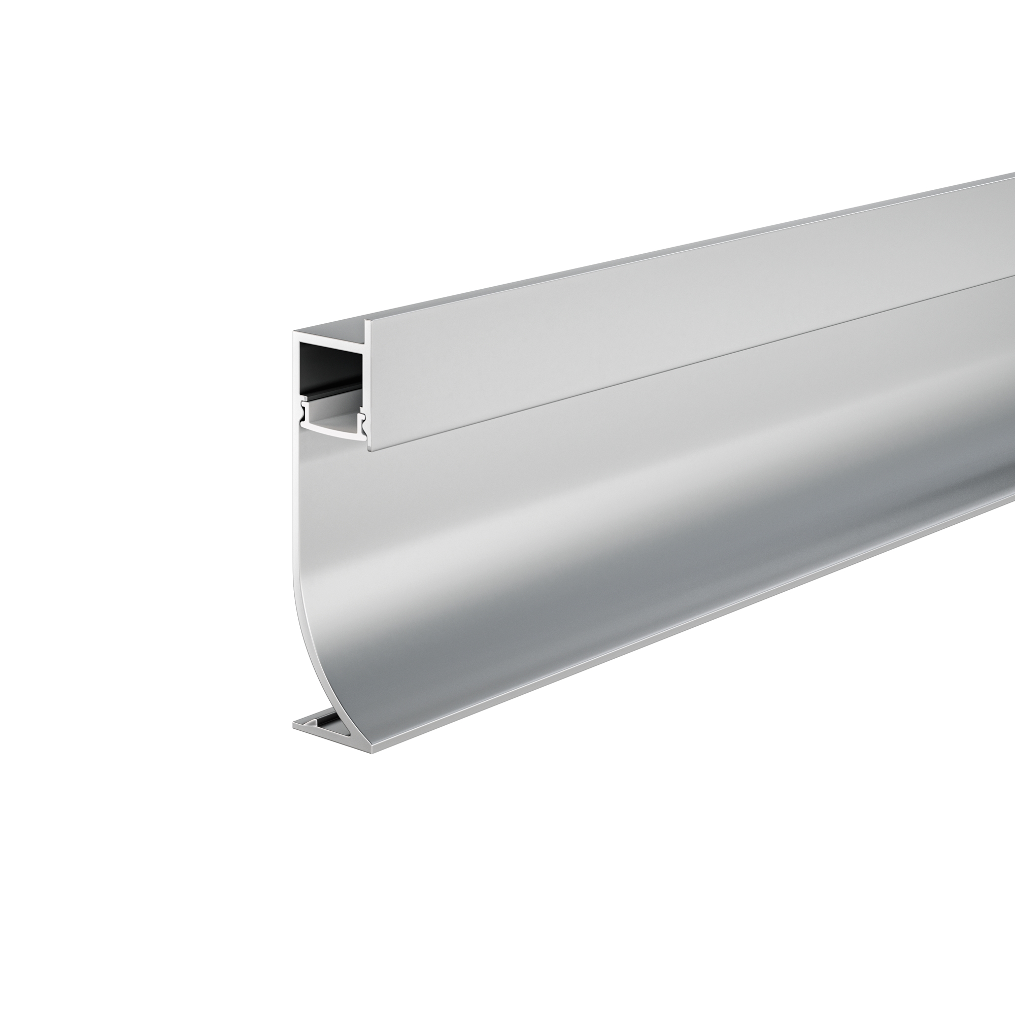 Алюминиевый профиль плинтус 53x14 (Серебро, 2 м), ALM-5314-S-2M